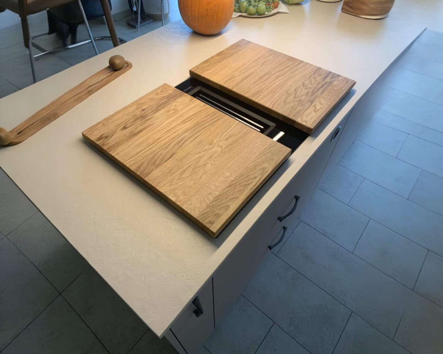 Eichenholz zweiteilige Kochfeldabdeckung für Kochfelder