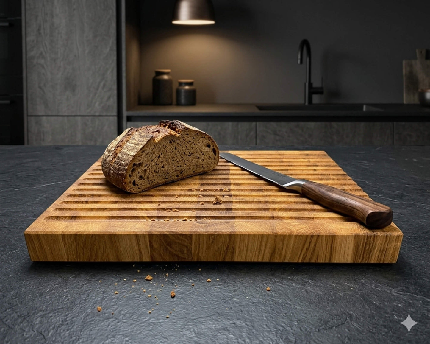 Brotschneidebrett aus Eichenholz Stirnholz