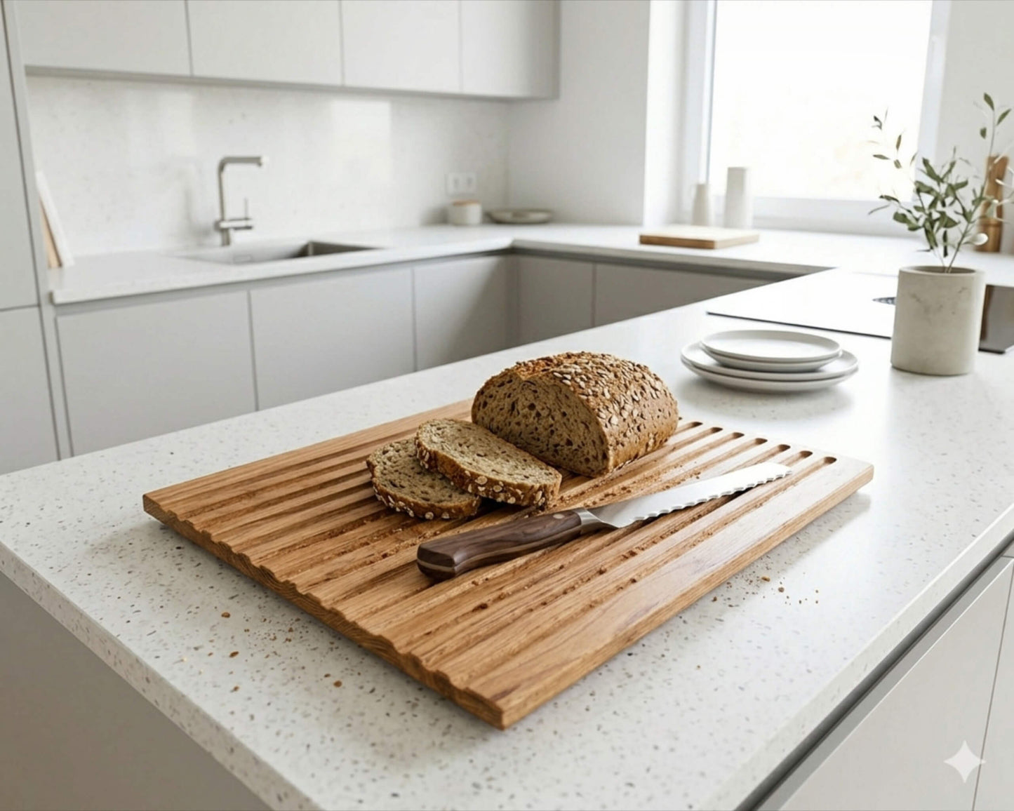 Brotschneidebrett aus Eichenholz Langholz