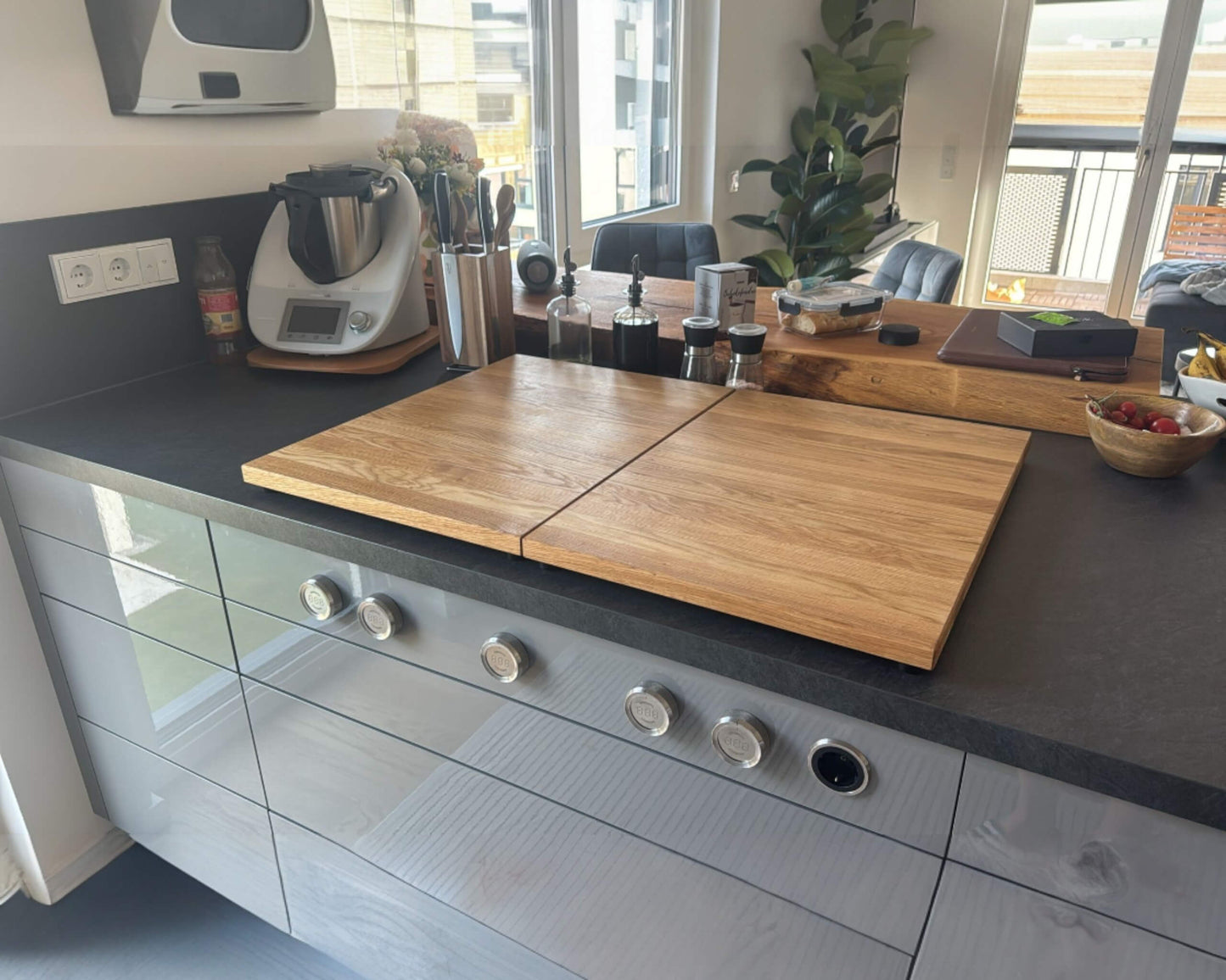 Eichenholz zweiteilige Kochfeldabdeckung für Kochfelder