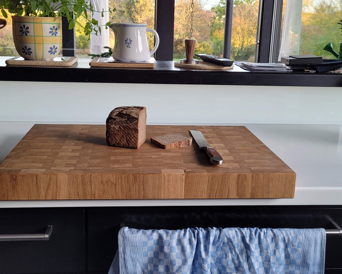 Eichenholz Stirnholz Schneidebrett in Handarbeit